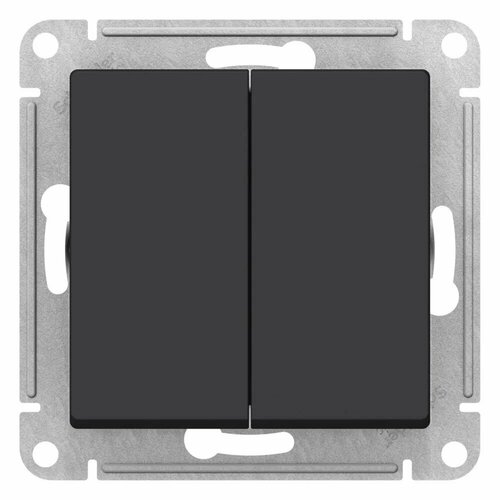 Переключатель 2-клавишный перекрестный Systeme Electric ATLASDESIGN, скрытый монтаж, карбон, ATN001073 фото