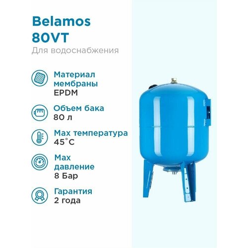 Гидроаккумулятор BELAMOS 80VT 80 л вертикальная установка фото