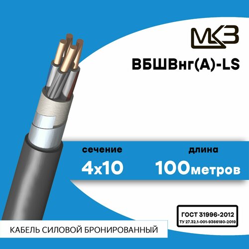 Кабель силовой бронированный ВБШвнг(А)-LS 4x10 100метров МКЗ фото