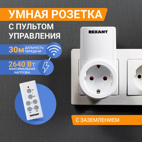 Розетка REXANT RX-001, 10 А, с заземлением фото