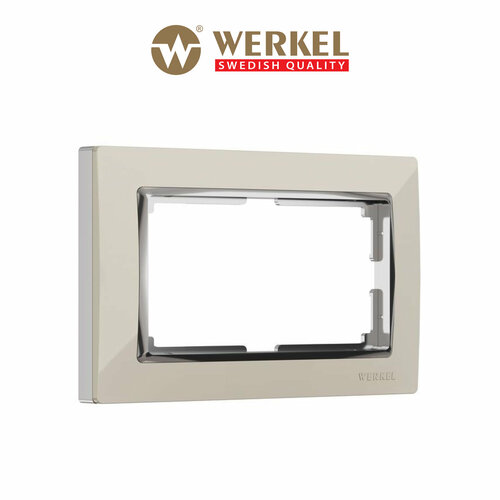 Рамка из пластика для двойной розетки Werkel Snabb W0081903, цвет слоновая кость / хром фото