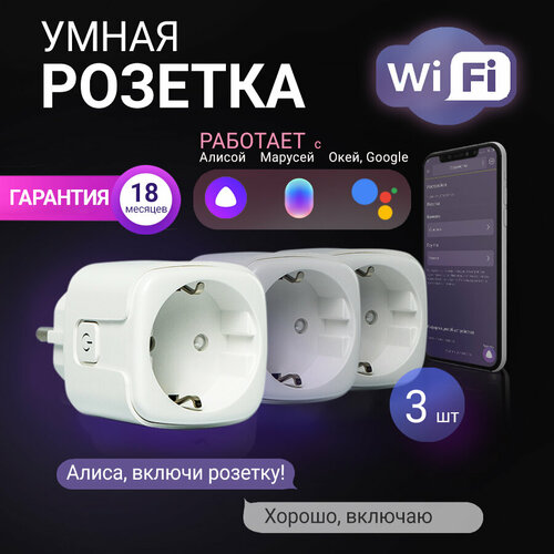 Умная розетка Wi-Fi с мониторингом энергии Алиса Маруся Салют Smart Life Fiesta P-1W фото