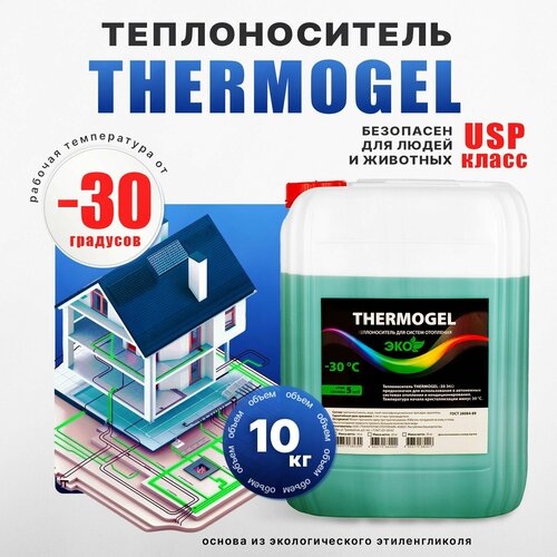 Теплоноситель THERMOGEL пропиленгликоль -30 10 кг зеленый фото