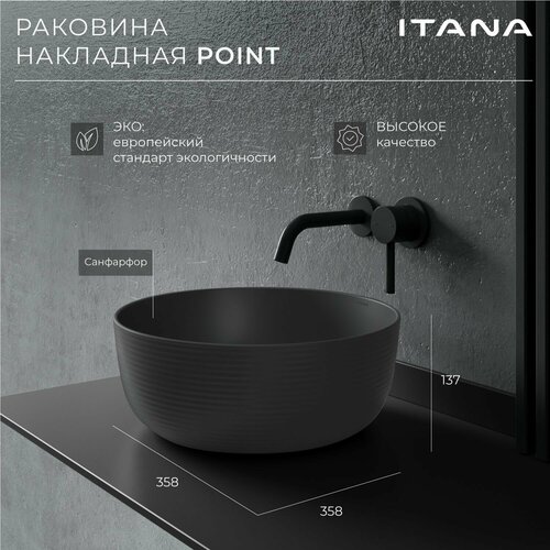 Раковина накладная для ванной ITANA POINT grey 358х358х137 фото