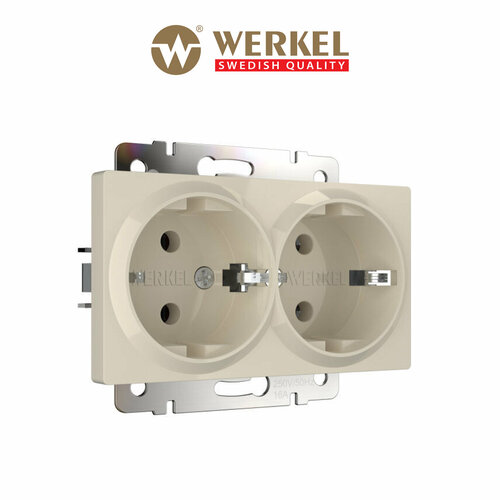 Розетка двойная с заземлением Werkel W1172003 слоновая кость IP20 фото