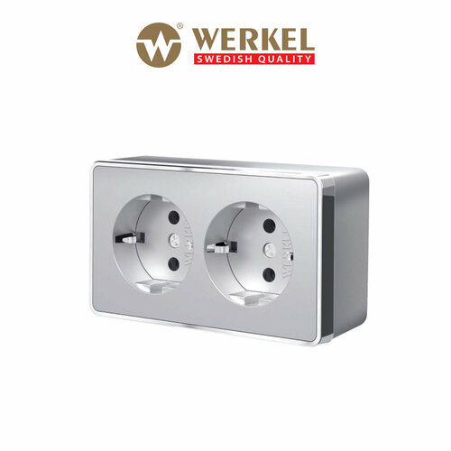 Накладная розетка двойная с заземлением Gallant Werkel W5072106 серебряный IP20 фото