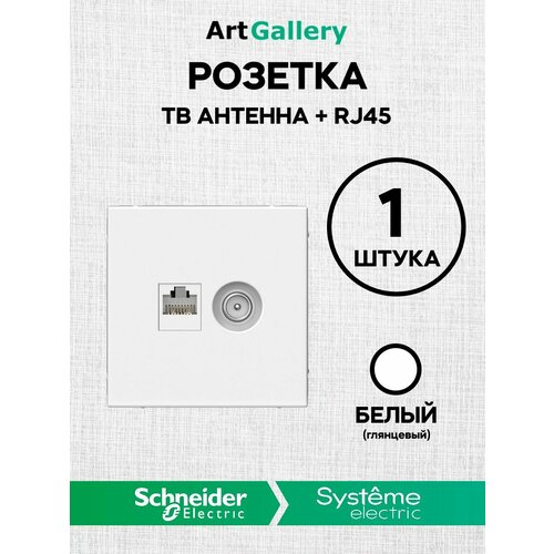 Розетка ТВ + компьютерная RJ45, кат. 5Е, белый ArtGallery GAL000189 фото