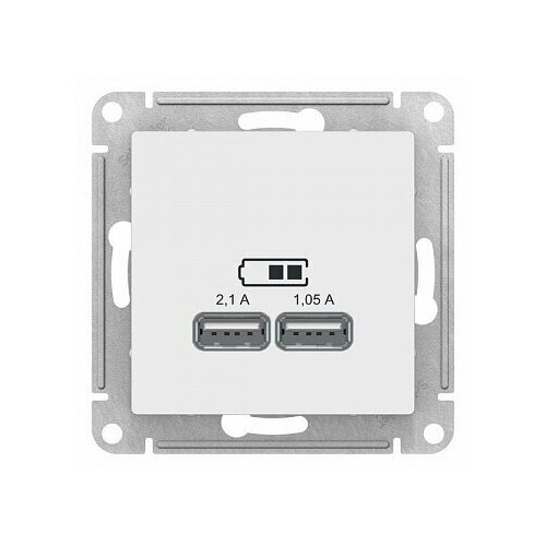 Розетка электрическая Schneider Electric (Systeme Electric) Atlas Design USB-A, Белый ATN000133 - 2 шт. фото