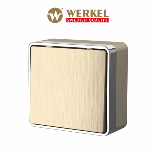 Проходной накладной выключатель/переключатель одноклавишный Werkel Gallant W5012010 шампань рифленый IP20 фото