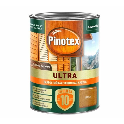 PINOTEX ULTRA лазурь защитная влагостойкая для защиты древесины до 10 лет 0.9 л фото