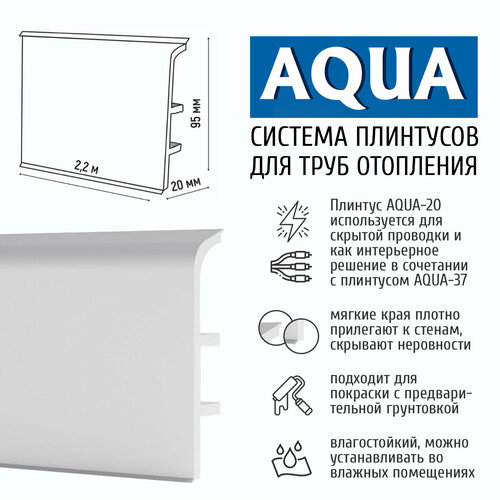 Плинтус для труб отопления AQUA 20 мм, длина 2,2 м фото