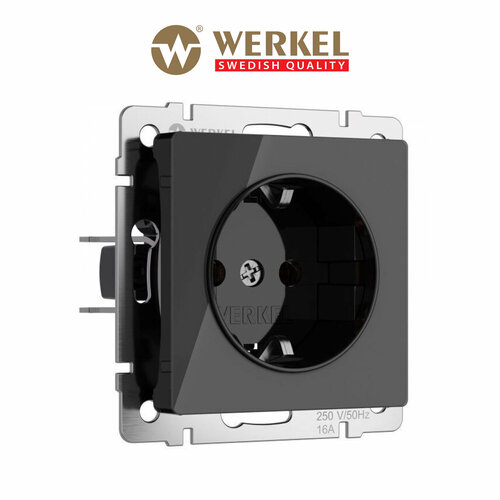 Розетка с заземлением Werkel W1171048 черный акрил IP20 фото