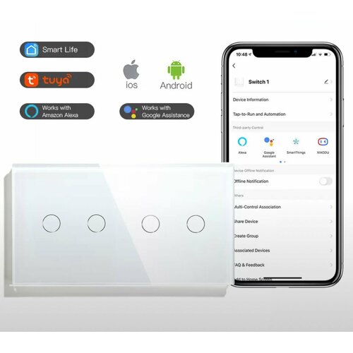 Умный сенсорный выключатель wi-fi Zigbee фото