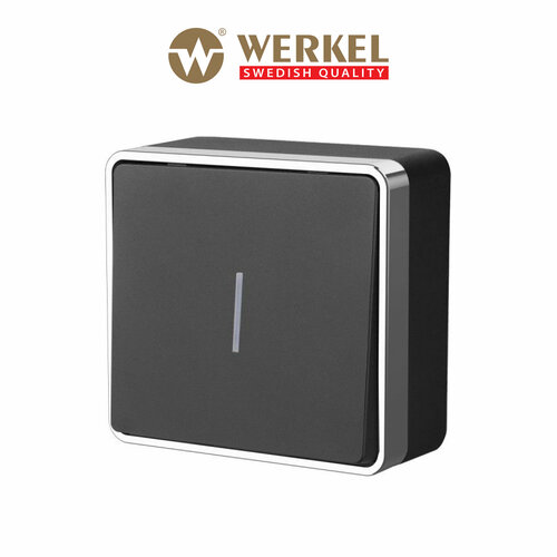 Накладной выключатель одноклавишный с подсветкой Werkel Gallant W5010135 черный/хром IP20 фото