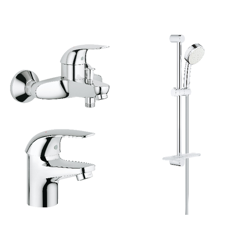 Готовый комплект смесителей для ванной NB0003-2 Grohe Euroeco, хром фото