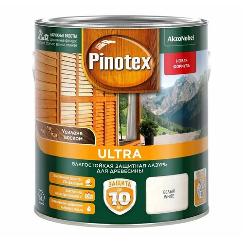 Pinotex антисептик Ultra, 3 кг, 2.5 л, белый фото