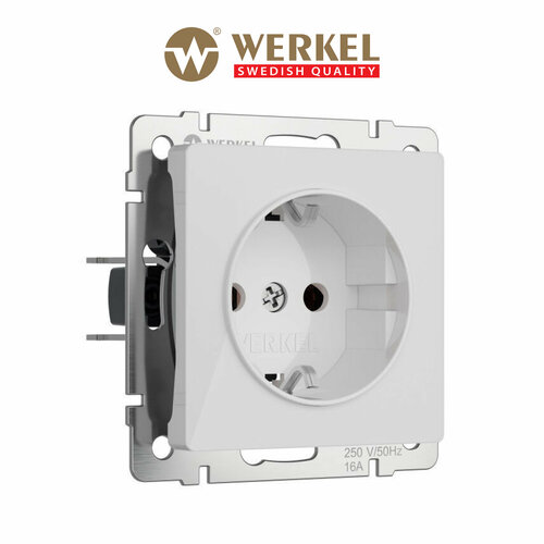 Розетка с заземлением Werkel W1171041 белый акрил IP20 фото