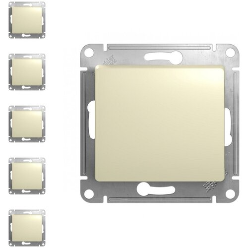 Механизм выключателя/переключателя проходного Schneider Electric Glossa одноклавишный бежевый (комплект из 5 шт) фото