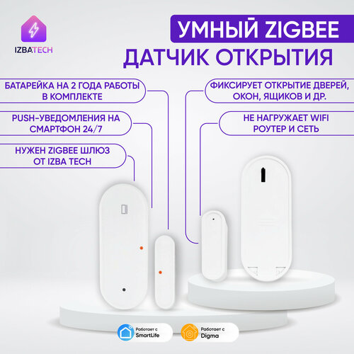 Датчик открытия дверей и окон Zigbee для умного выключателя розетки с Алисой фото