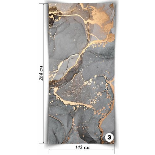 Мраморные обои Флюид (серый), лист 142х284 см, 4,033 кв. м. фото