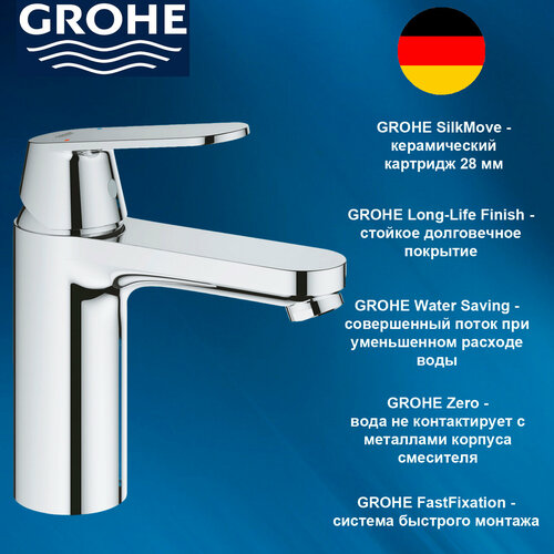 23327000 GROHE Eurosmart Cosmopolitan Смеситель для раковины, стандартный, цвет хром фото