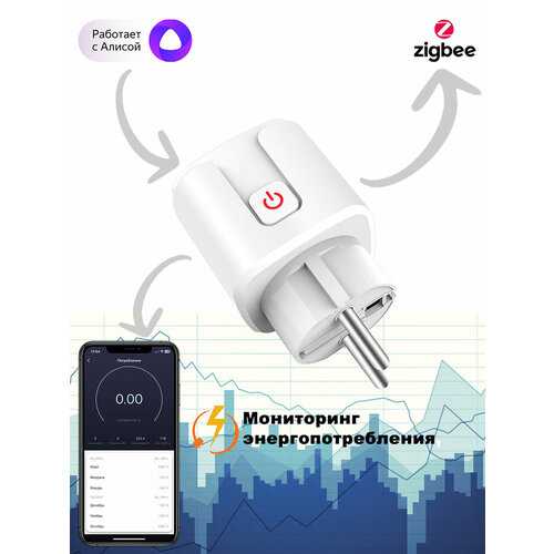 Умная Zigbee розетка ROXIMO SCT16AZ01 с мониторингом энергопотребления фото