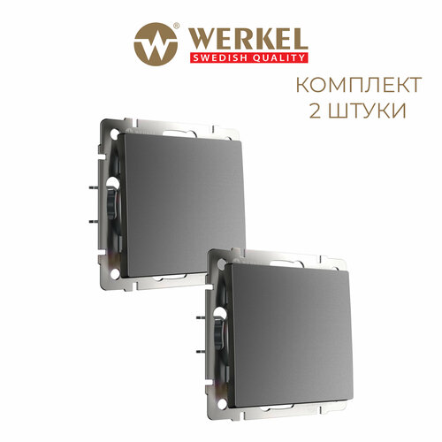 Выключатель одноклавишный Werkel W1110064 графит матовый, IP20 - комплект 2 шт. фото