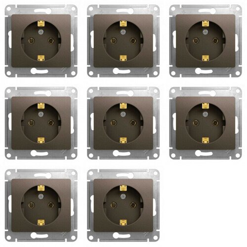 Розетка GLOSSA, скрытый монтаж, с заземлением, шоколад. GSL000843 Schneider Electric (8шт.) фото