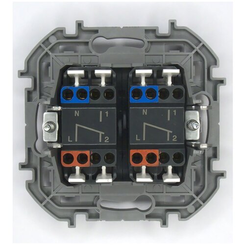 Переключатель модульный двухклавишный с подсветкой- INSPIRIA - 10 AX - 250 В~ - алюминий | код 673667 | LEGRAND ( 1шт ) фото