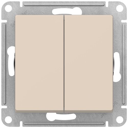 Выключатель двухклавишный (сх.5) 10АХ, бежевый, Schneider Electric (ATN000251) фото