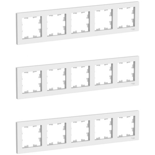 Рамка Schneider Electric AtlasDesign пятиместная универсальная белая (комплект из 3 шт) фото