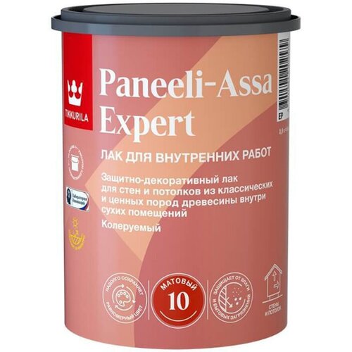 Лак для дерева Tikkurila Paneeli-Assa Expert (Панели-Ясся), акрилатный, матовый, база EP, 0,9 л фото