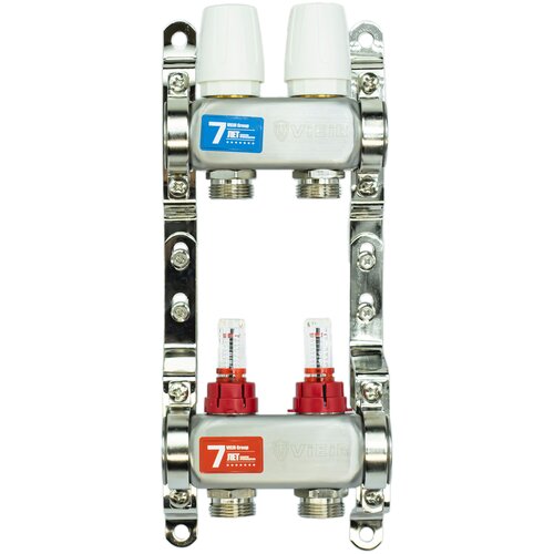 Коллектор теплого пола 2 выхода с расходомерами 1