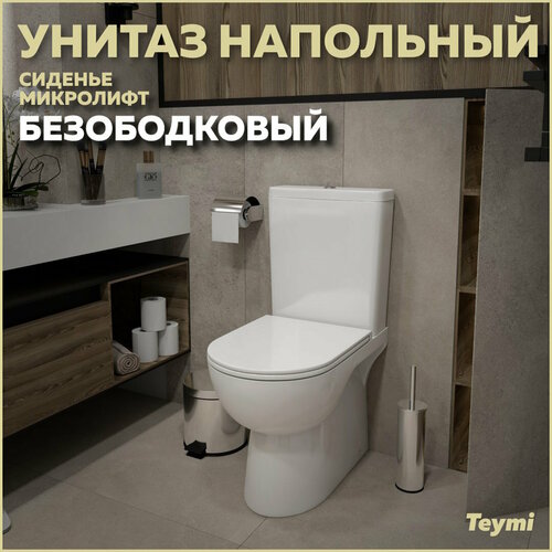 Унитаз напольный Teymi Aina безободковый, сиденье микролифт T40205 фото