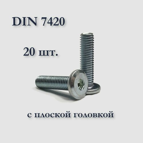 Винт DIN 7420 мебельный с плоской головкой, М6х10, оцинкованный, под шестигранник, 20 шт. фото