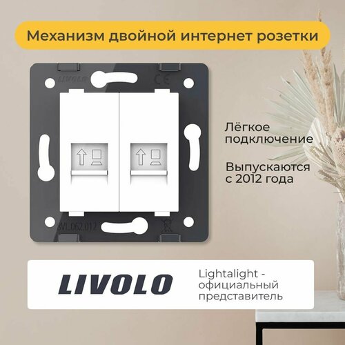 Механизм двойной интернет RJ-45 розетки Livolo (C7-2C-11) фото