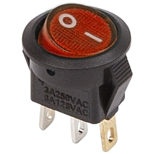 Выключатель клавишный круглый 250V 3А (3с) ON-OFF (RWB-106, SC-214) Micro кр. с подсветкой REXANT (36-2530-1) фото