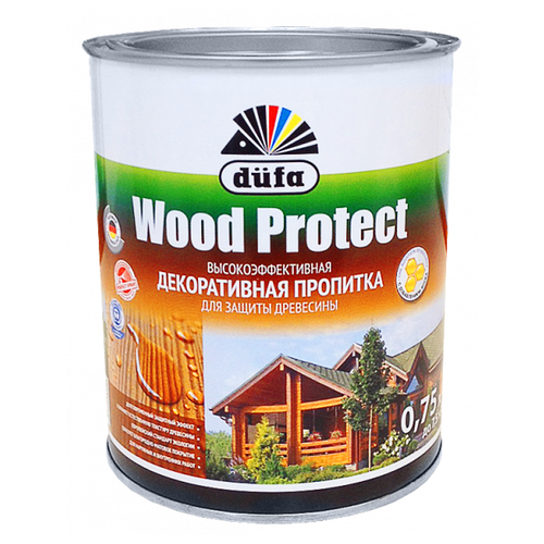 Dufa пропитка Wood Protect, 0.75 кг, 0.75 л, махагон фото