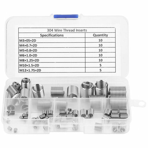 Набор резьбовых вставок для ремонта резьбы M3-M12, 60 предметов фото