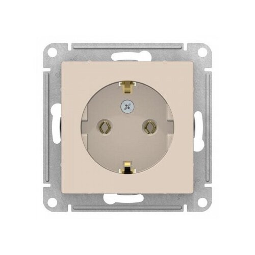 Розетка ATLASDESIGN, скрытый монтаж, с заземлением, бежевый | код. ATN000243 | Schneider Electric (3шт. в упак.) фото