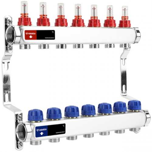 VARMEGA Коллектор из нержавеющей стали с расходомерами 7 выходов / контуров / отводов VM15107 фото