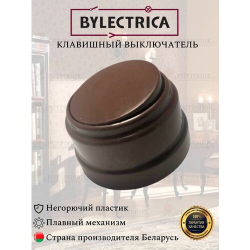 Винтажный ретро выключатель А110-2201 коричневый Bylectrica одноклавишный 10А, клавишный фото