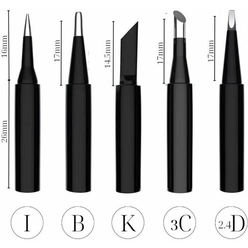 Набор жал для паяльника с защитным покрытием серии 900М-T, 5шт, черные фото