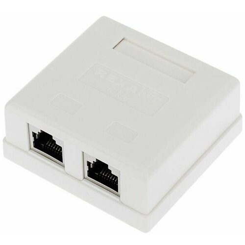 Розетка компьютерная внешняя, 2-порта RJ-45, FTP интернет рамка экранированная, категория 6, REXANT фото