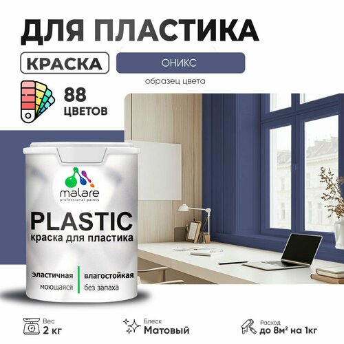 Краска акриловая (АК) Malare PlastiC матовая оникс 2 кг фото