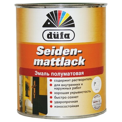 Эмаль алкидная (А) Dufa Seidenmattlack, А, полуматовая, белый, 1.03 кг, 0.75 л фото