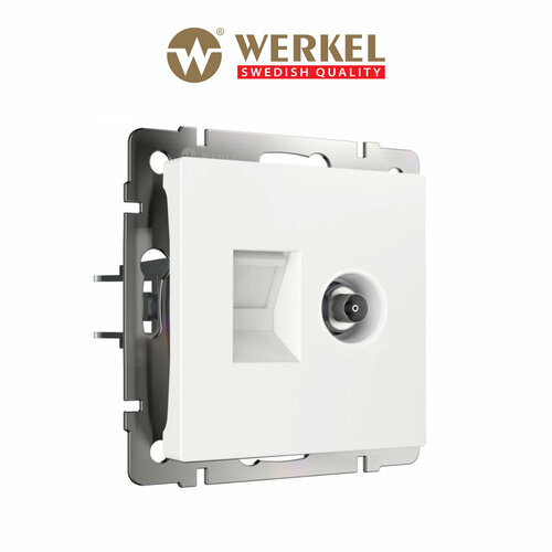 Розетка ТВ+Ethernet RJ-45 6 cat. Werkel W1181301 белый IP20 фото