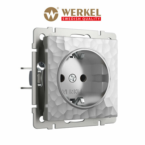 Розетка с заземлением и шторками Werkel Hammer W1271106 серебряный IP31 фото