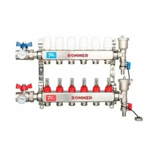 Коллектор ROMMER из нержавеющей стали в сборе с расходомерами 7 вых. (RMS-1210-000007) фото