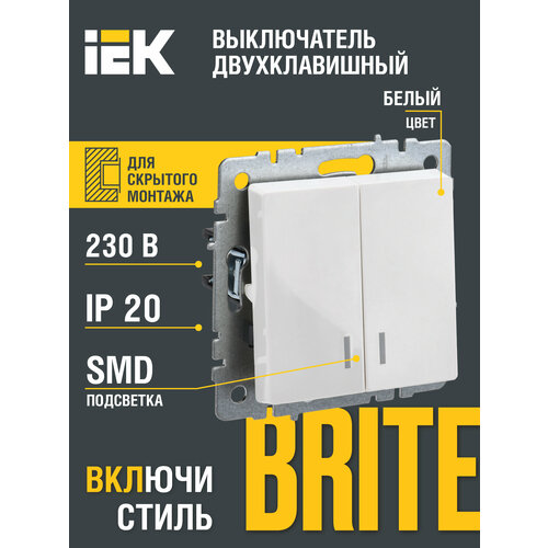 Выключатель IEK BR-V20-1-10 BRITE, 10 А фото